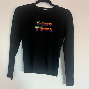 Bella Freud Black Crew Neck Sweater with Colorful 'Good Times'